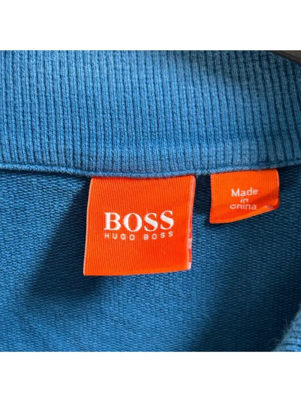 Hugo Boss 1/4 Zip Pullover Mens M Blue Long Sleeve Preppy Casual Contrast Stitch